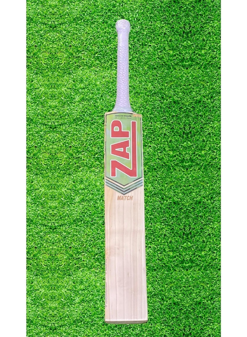 ZAP Classic Match English Willow Cricket Bat | Grade 2 Short Handle - 1200-1219g with Power Curve Profile & Feather-Light Pickup - Image 2